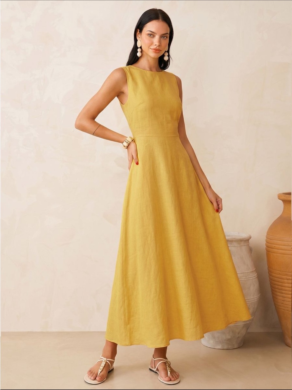 Commense NWT XS Sleeveless Yellow Dress- ties in back